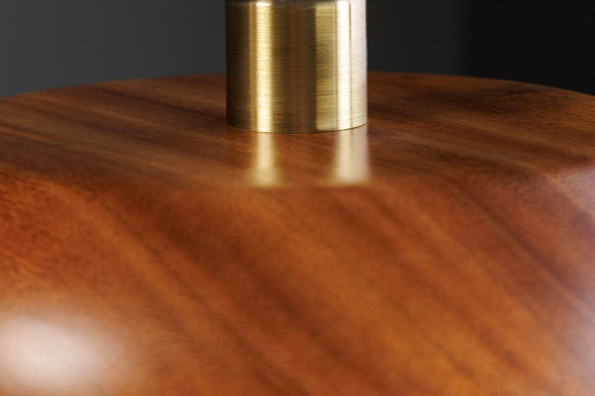 Lampe à suspension ronde ALVA 25cm en bois d’acacia naturel et en fer