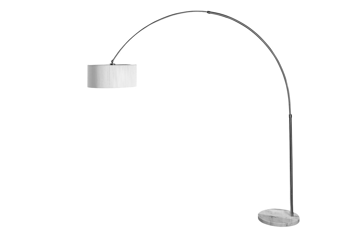 Lampe arc design EXTENSO 230cm lampadaire blanc avec socle en marbre blanc