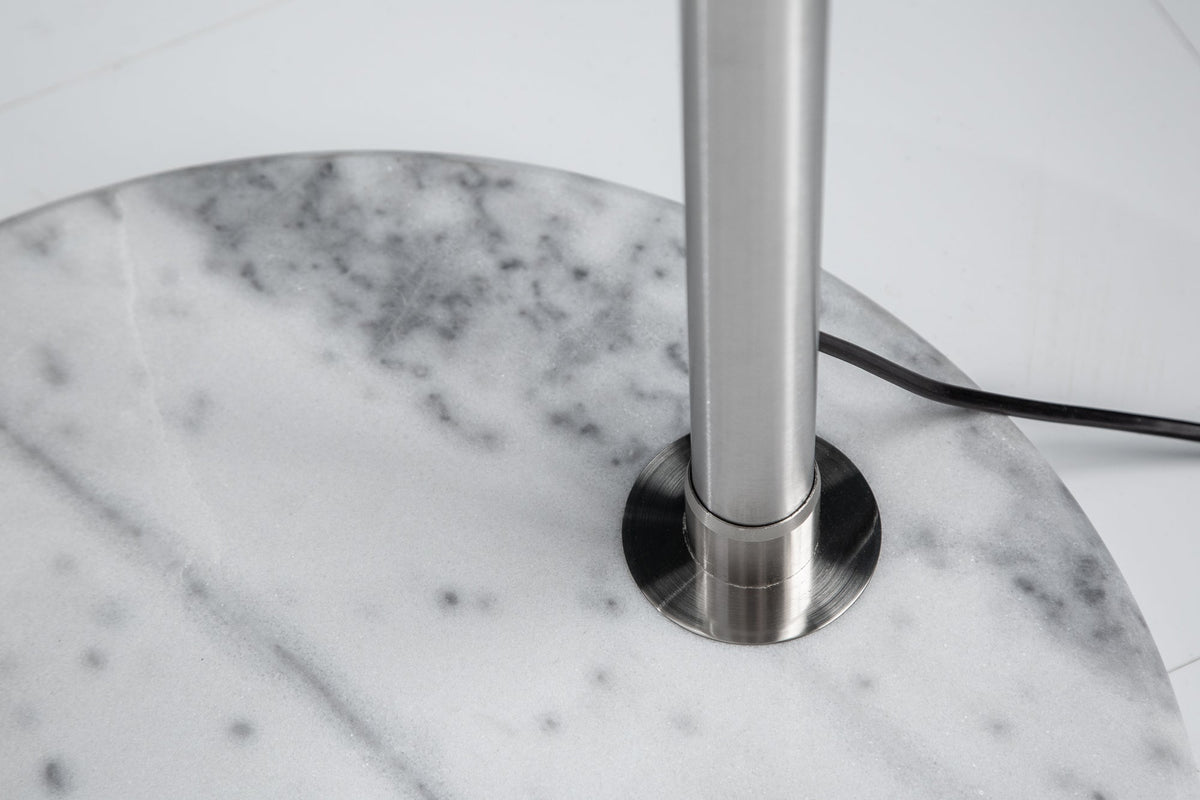 Lampe arc design EXTENSO 230cm lampadaire blanc avec socle en marbre blanc