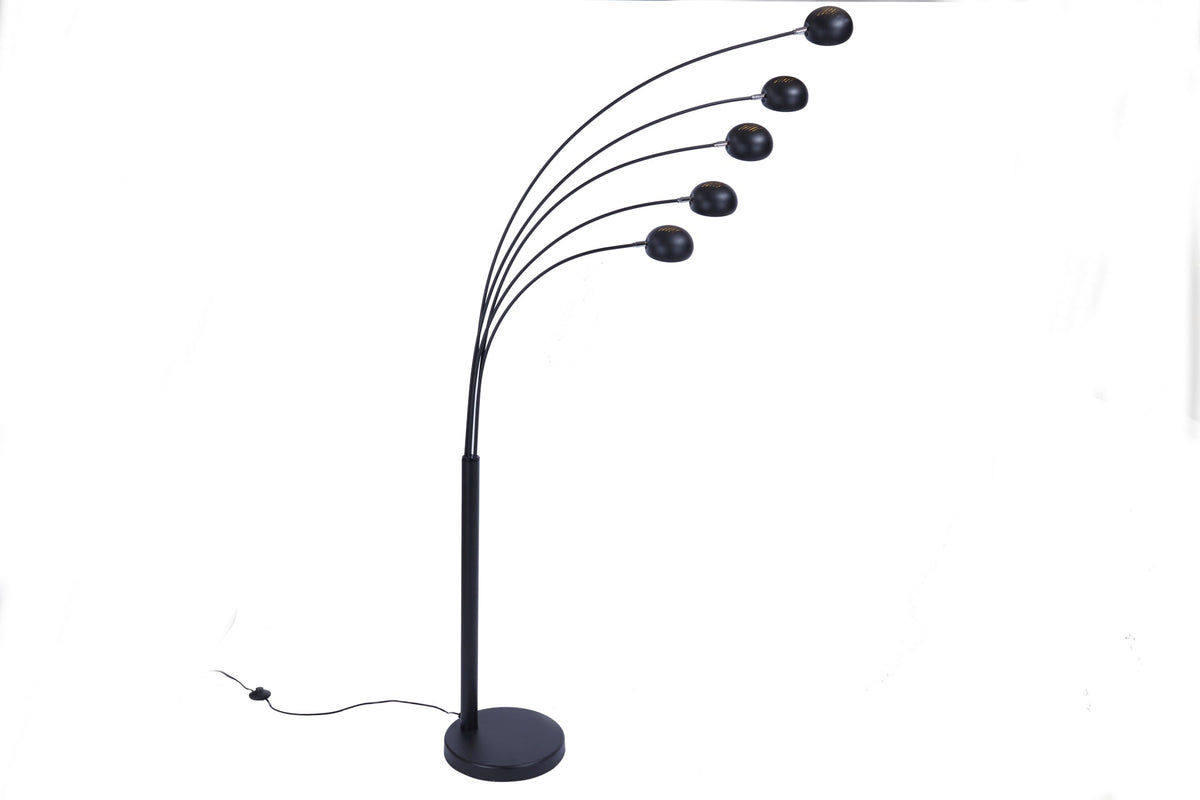 Lampe arc design FIVE LIGHTS 210cm lampadaire noir doré avec socle en marbre