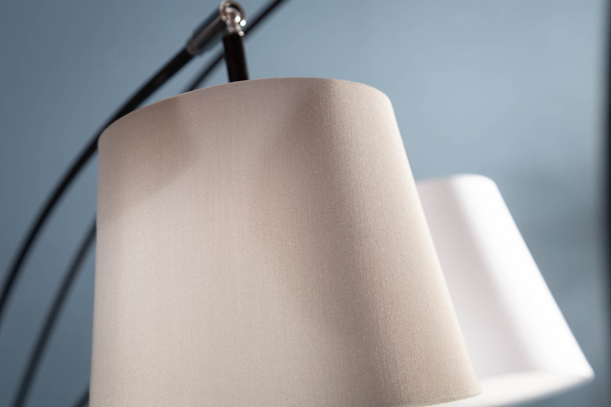Lampe arc design LEVELS 205cm noir gris 5 abat-jour lin lampadaire