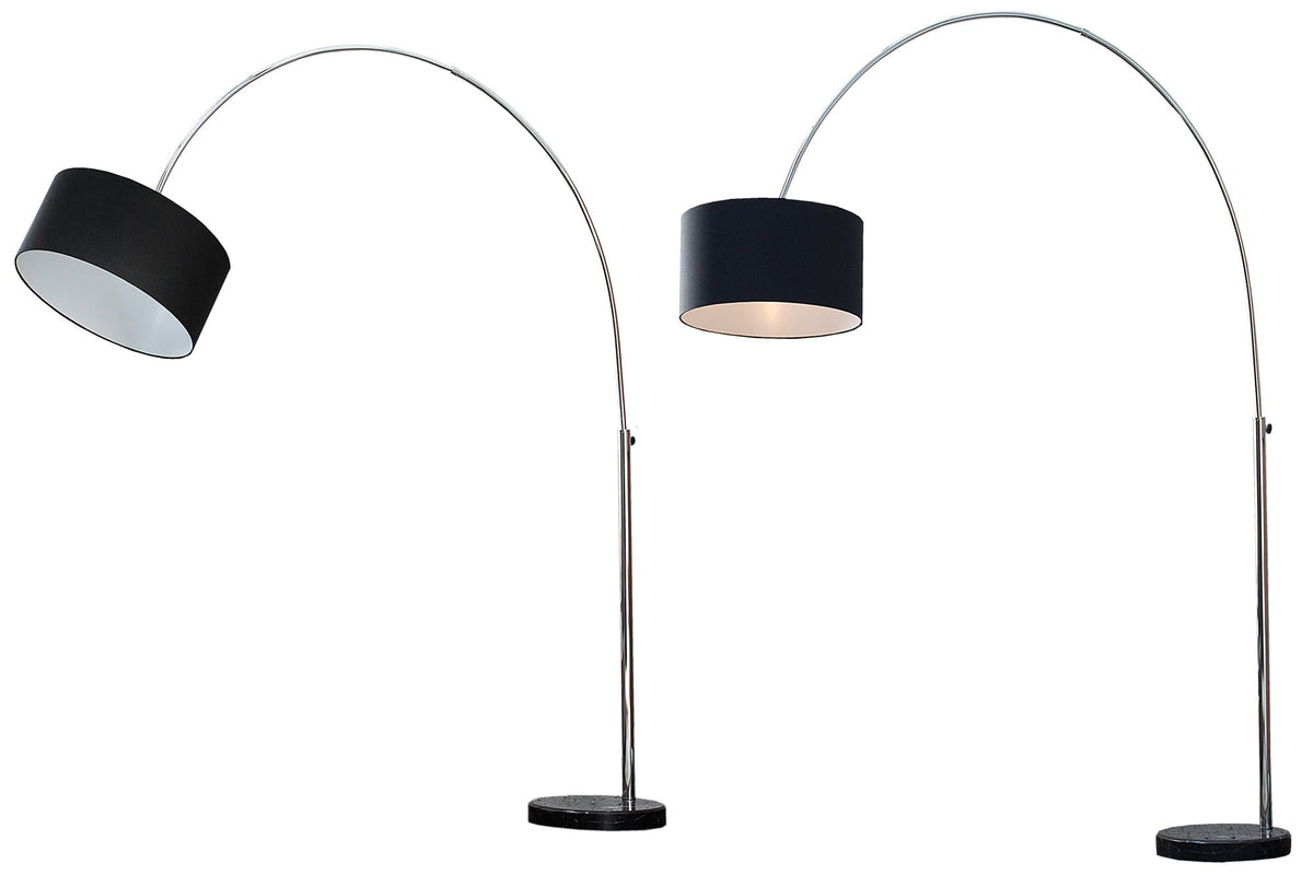 Lampe arc extensible LOUNGE DEAL 170-200cm lampadaire abat-jour en lin noir