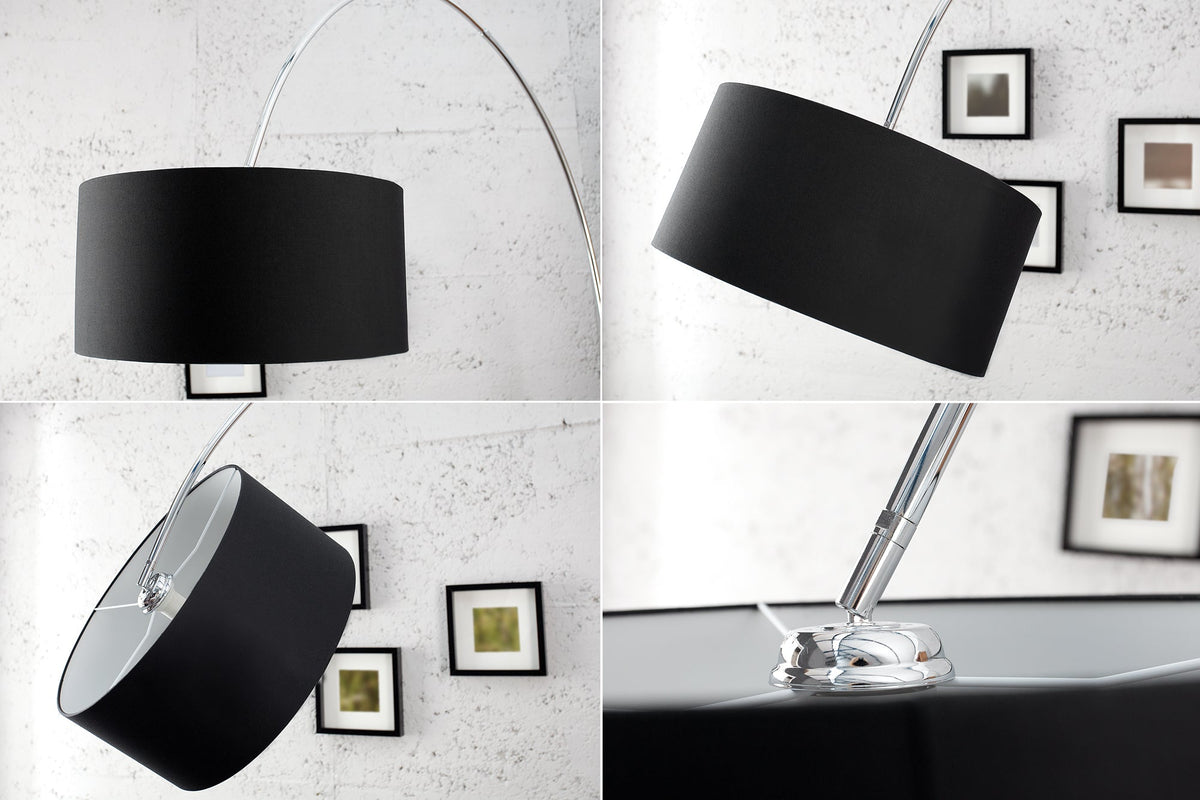 Lampe arc extensible LOUNGE DEAL 170-200cm lampadaire abat-jour en lin noir