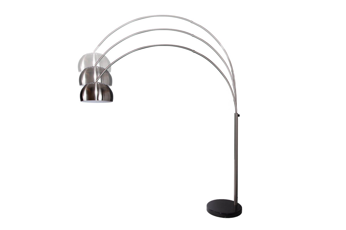 Lampe arc extensible LOUNGE DEAL 170-210cm lampadaire socle marbre chrome brossé