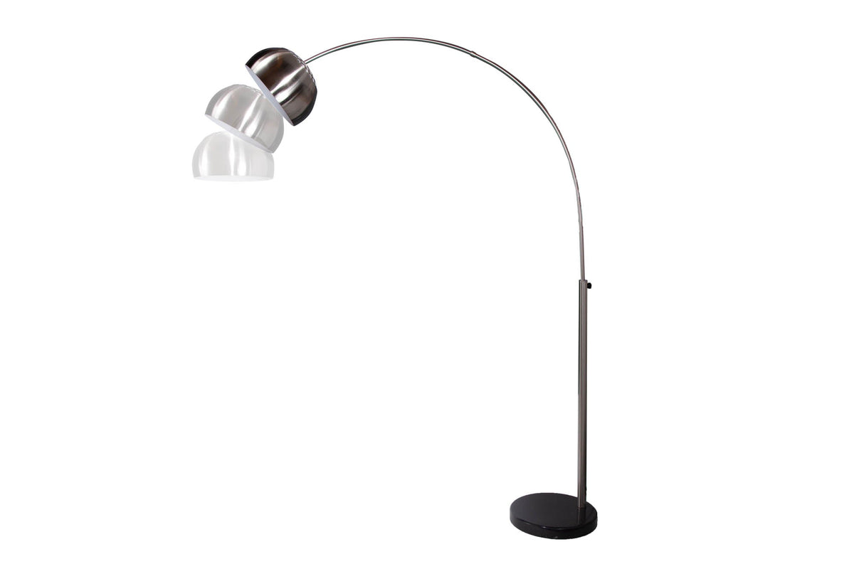 Lampe arc extensible LOUNGE DEAL 170-210cm lampadaire socle marbre chrome brossé