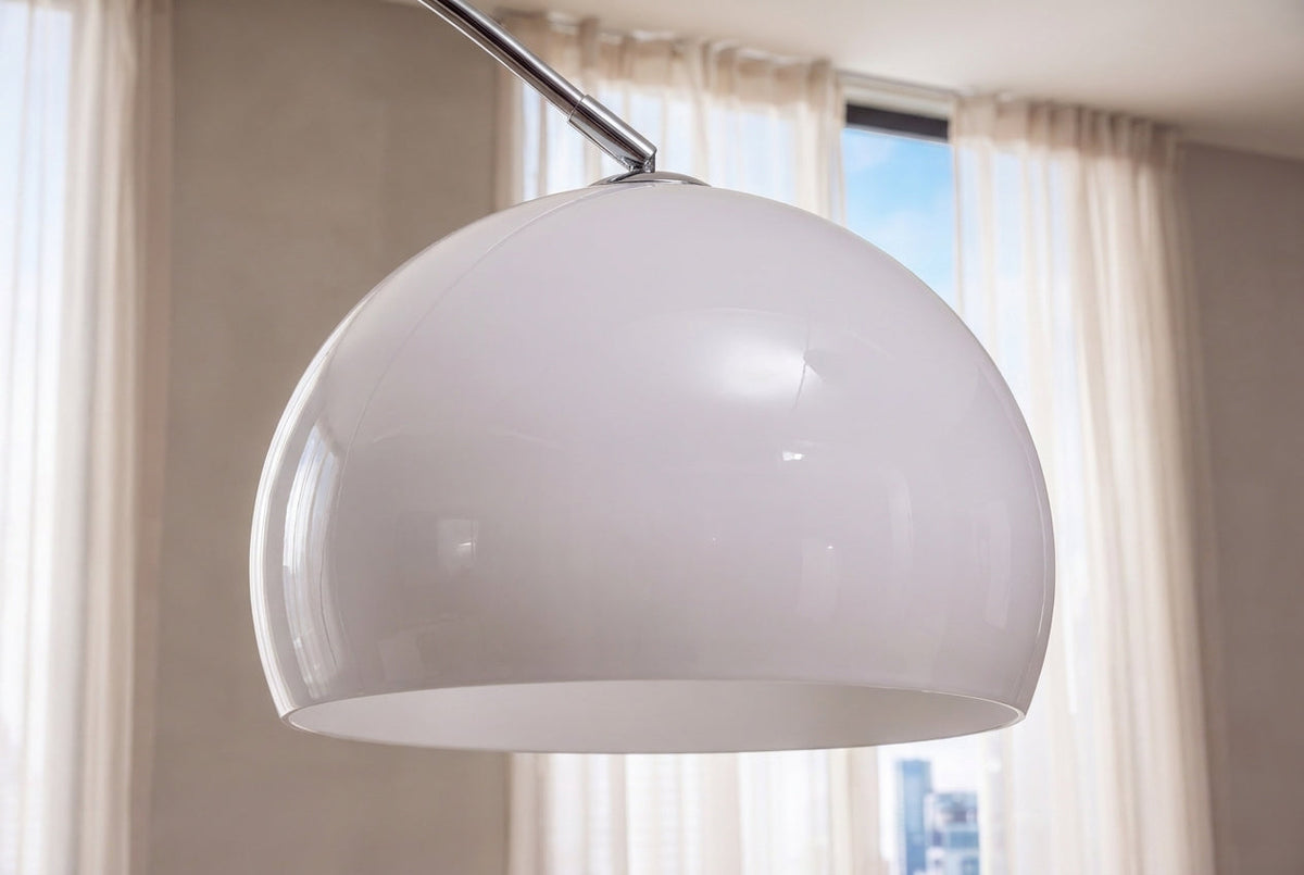 Lampe arc extensible LOUNGE DEAL 175-205cm lampadaire socle marbre blanc