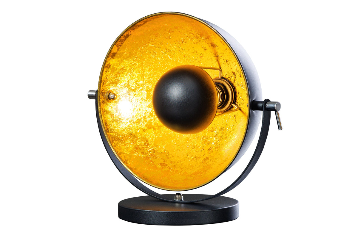 Lampe de bureau au design industriel STUDIO 40cm noir finition feuille d'or abajour inclinable