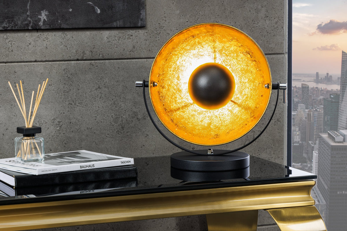 Lampe de bureau au design industriel STUDIO 40cm noir finition feuille d'or abajour inclinable
