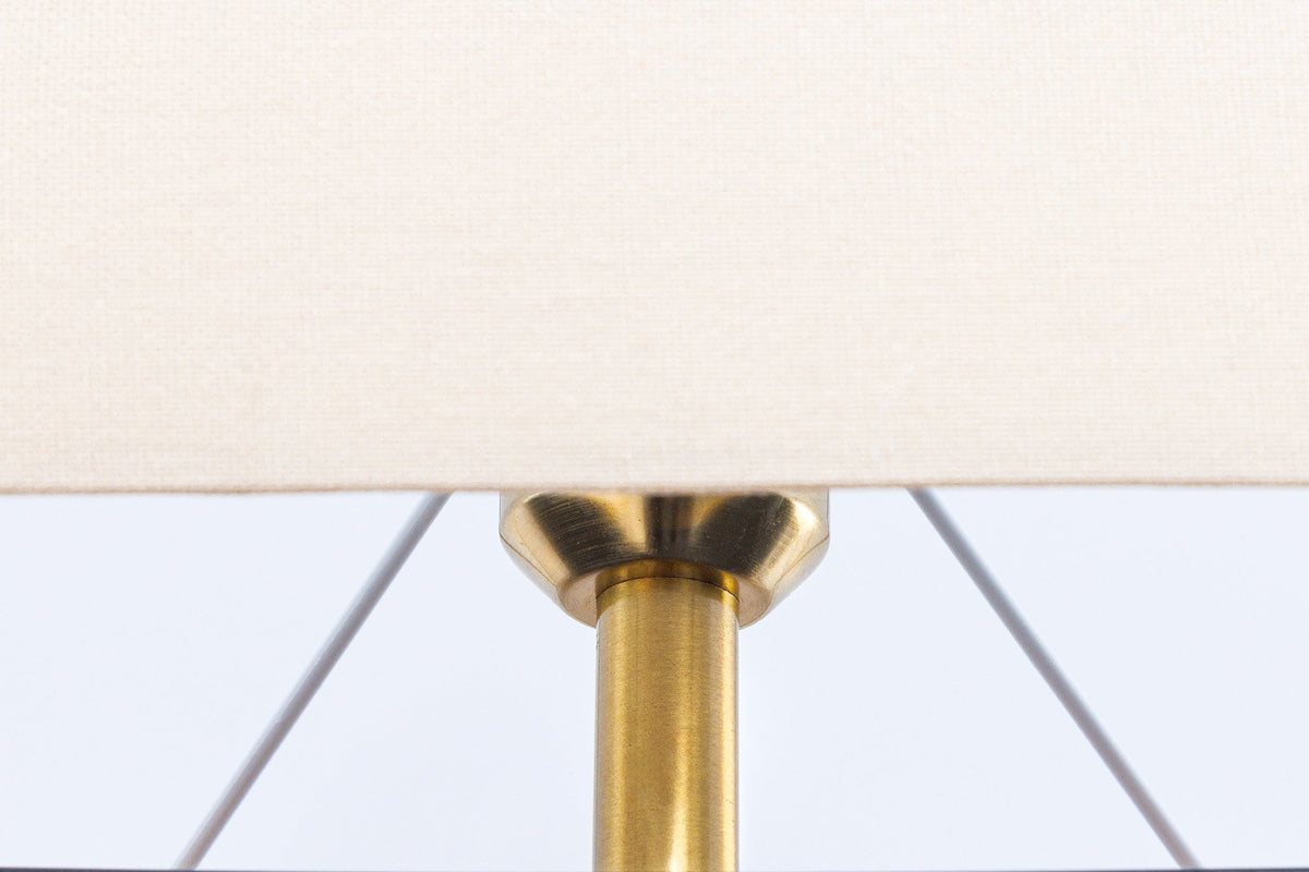 Lampe de table artisanale EUPHORIA 80cm naturel bois de Longan beige avec abat-jour en lin