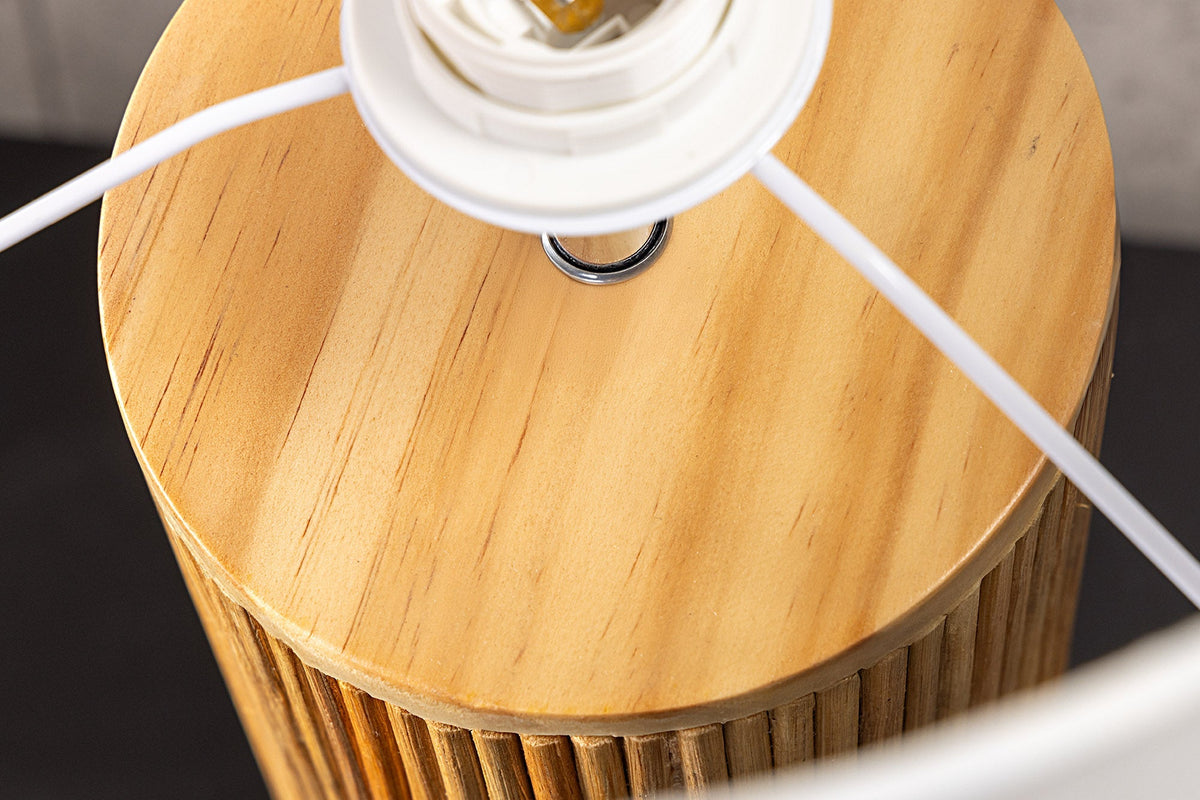 Lampe de table artisanale GATSBY 50cm naturel blanc saule et pin
