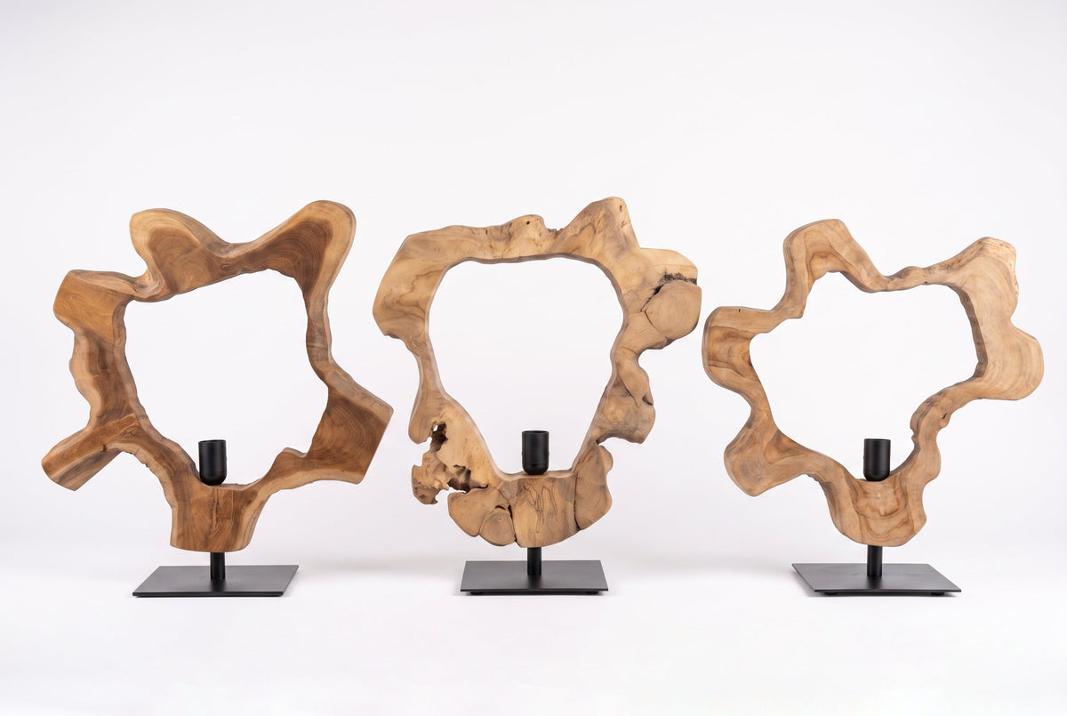 Lampe de table artisanale ORGANIC ARTWORK 55cm naturel teck
