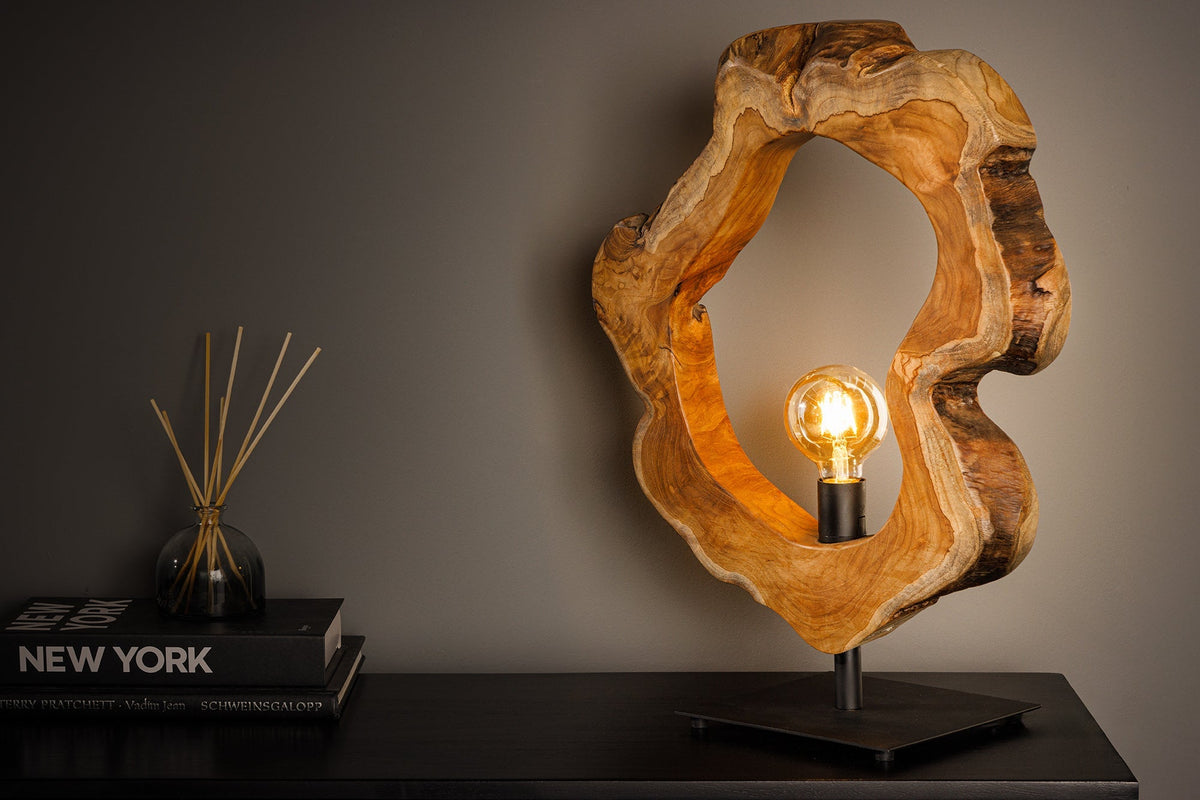 Lampe de table artisanale ORGANIC ARTWORK 55cm naturel teck