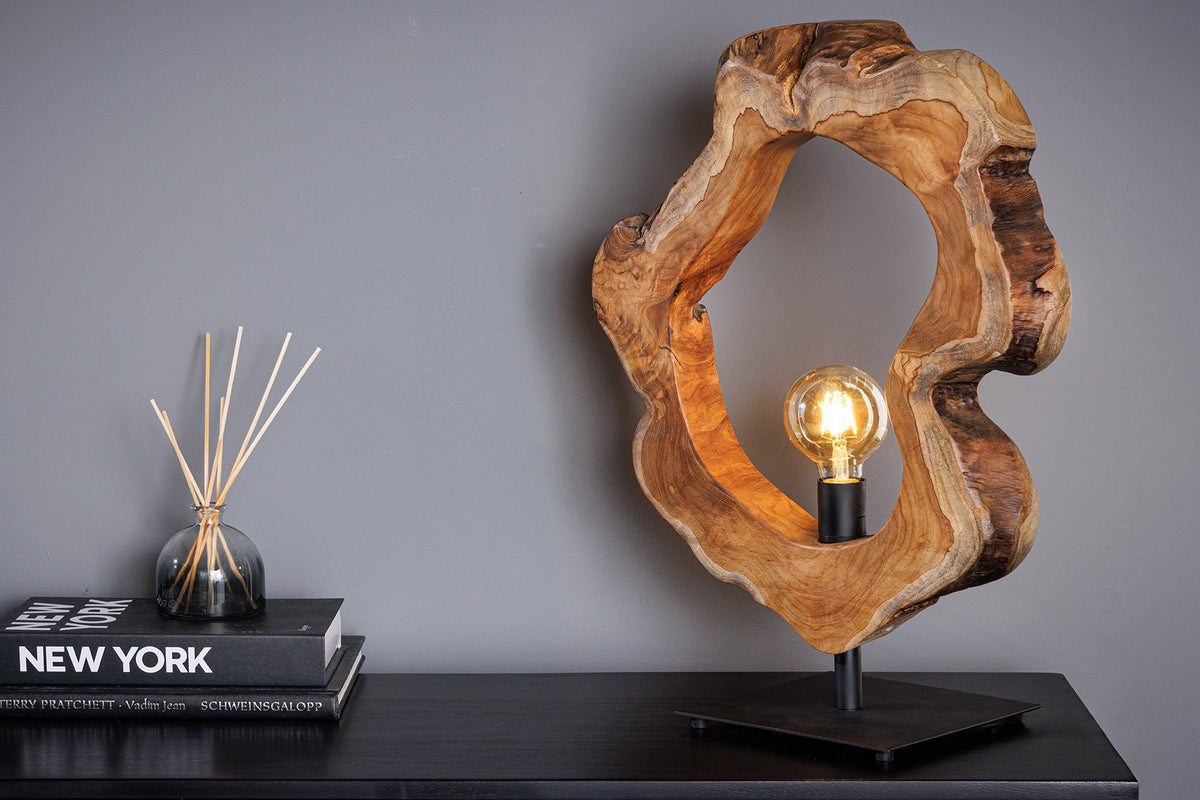 Lampe de table artisanale ORGANIC ARTWORK 55cm naturel teck