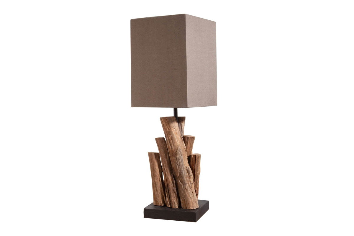 Lampe de table artisanale PURE NATURE 45cm bois d'acier avec abat-jour en coton