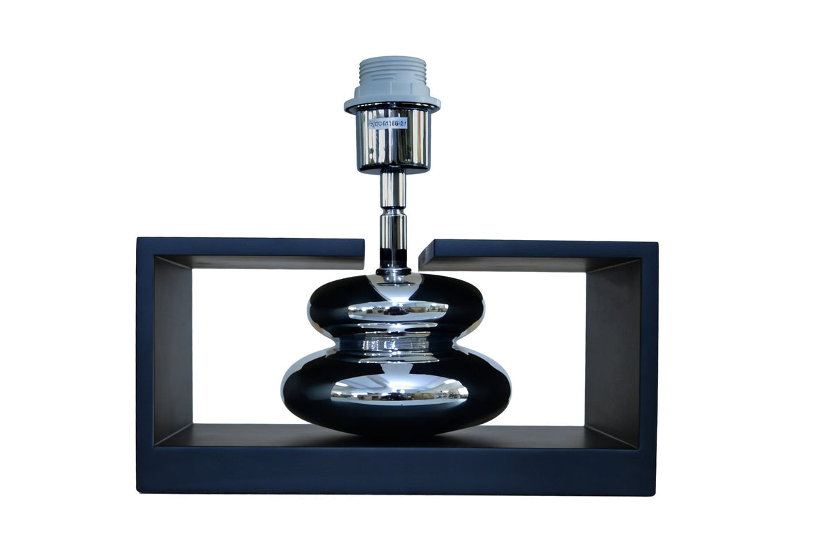 Lampe de table décorative GRACIA 35 cm noir argenté avec abat-jour en tissu inclinable pied en bois