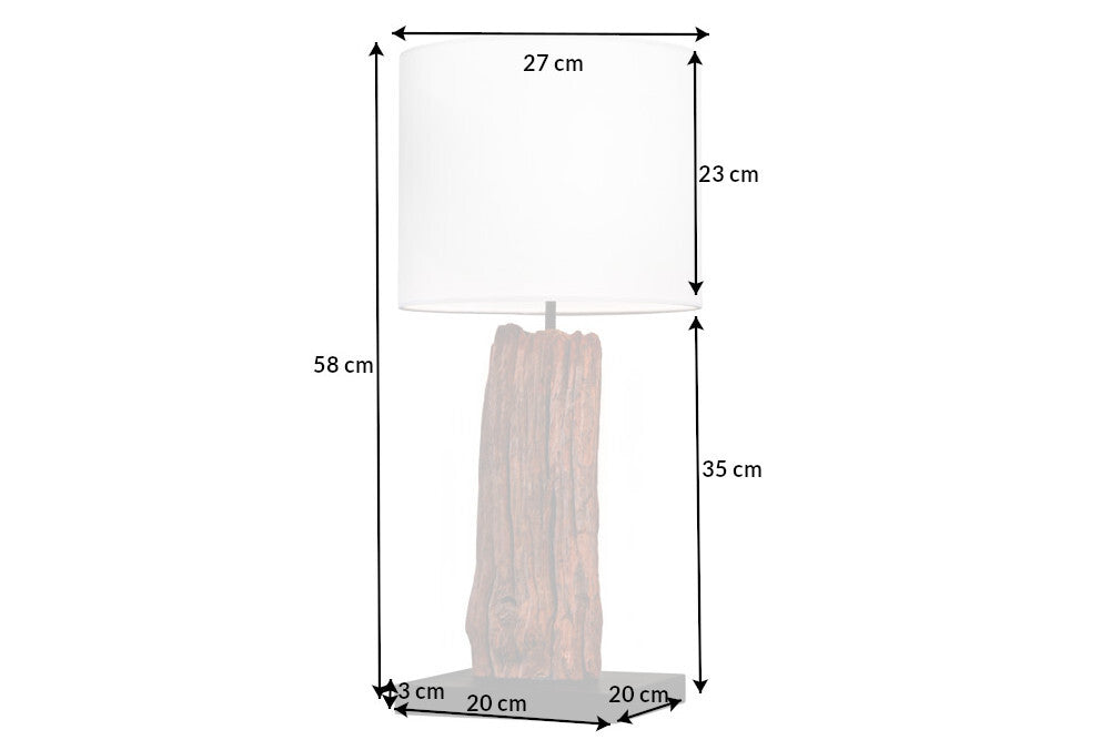 lampe de table design ROUSILIQUE 60cm naturel blanc rond bois flotté fait main