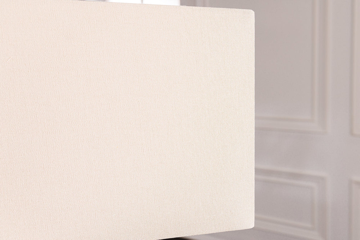Lampe de table design WAVE 60 cm naturel bois massif fait main abat-jour en coton beige