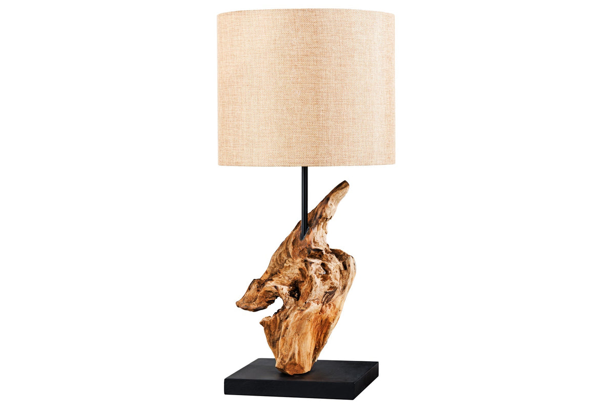 Lampe de table en bois flotté HYPNOTIC 60cm naturel Abat-jour en lin