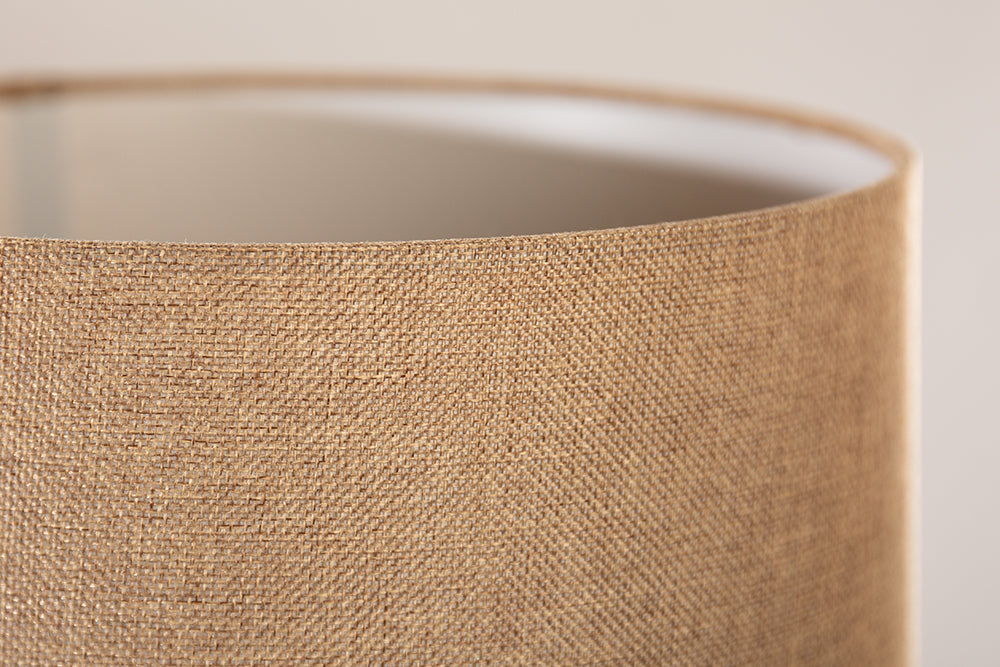 Lampe de table en bois massif HARMONY NATURE 50 cm beige teck avec abat-jour en lin