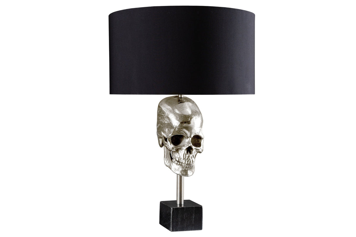 Lampe de table extravagante SKULL 56cm noir argent métal crâne sculpture lampe