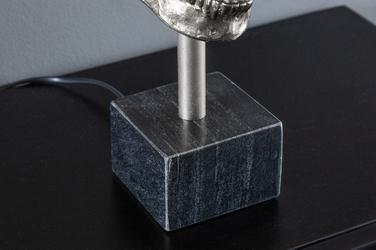 Lampe de table extravagante SKULL 56cm noir argent métal crâne sculpture lampe