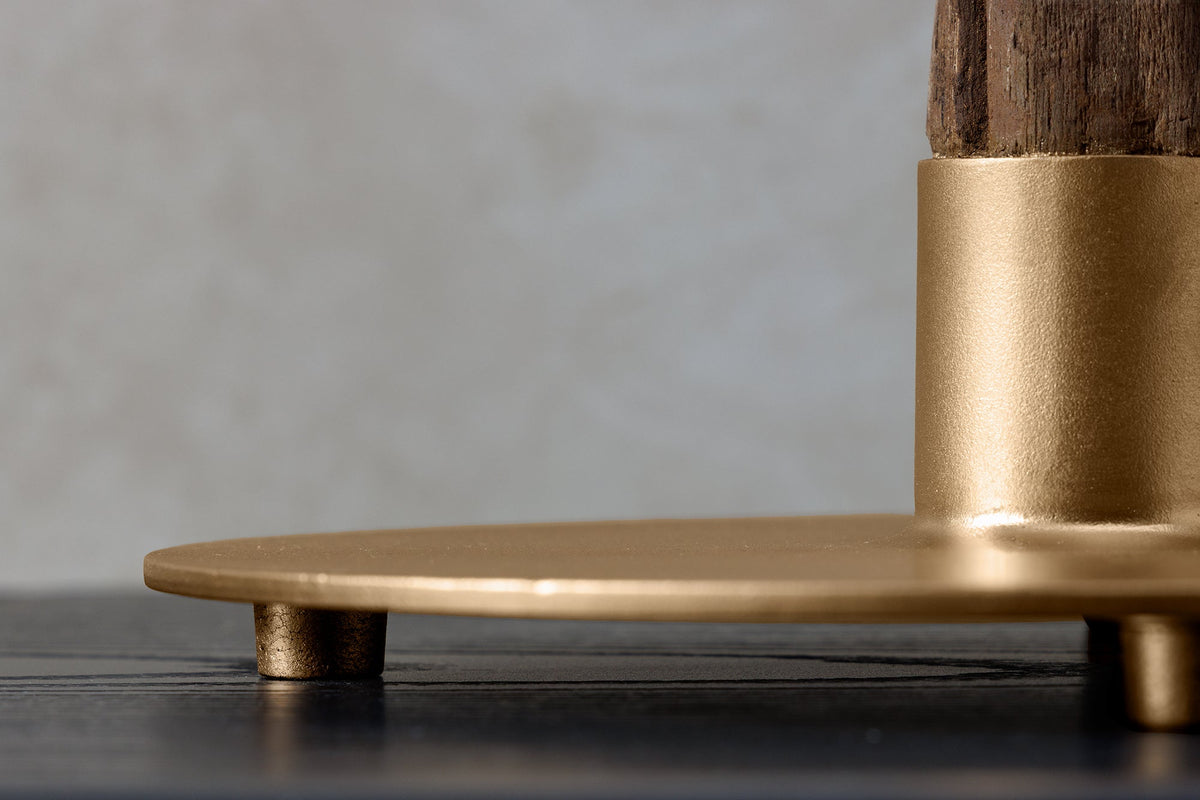 Lampe de table JEWELRY 75cm noir doré bois de fer naturel bois massif
