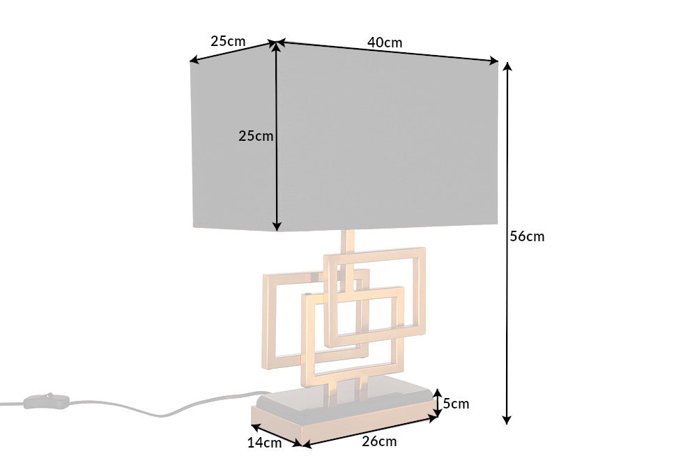 Lampe de table moderne ATLANTIS 56cm abat-jour en tissu doré marbre noir