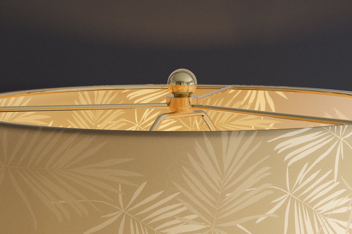 Lampe de table moderne CLASSICO 50cm verre transparent abat-jour lin doré blanc