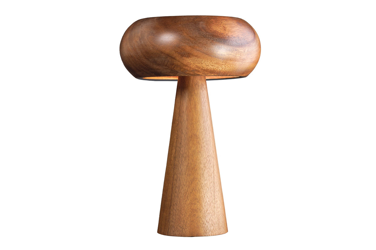 Lampe de table ronde ALVA 40cm bois d’acacia naturel lampe de table en fer