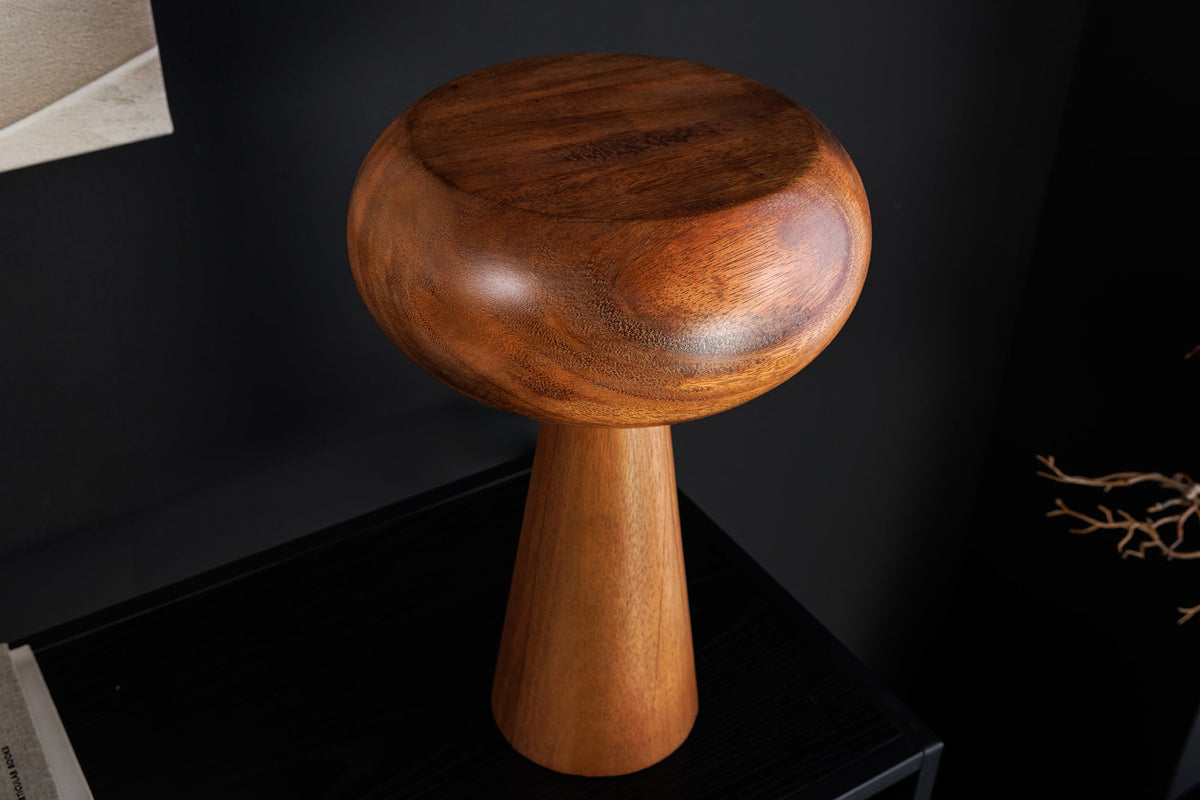 Lampe de table ronde ALVA 40cm bois d’acacia naturel lampe de table en fer