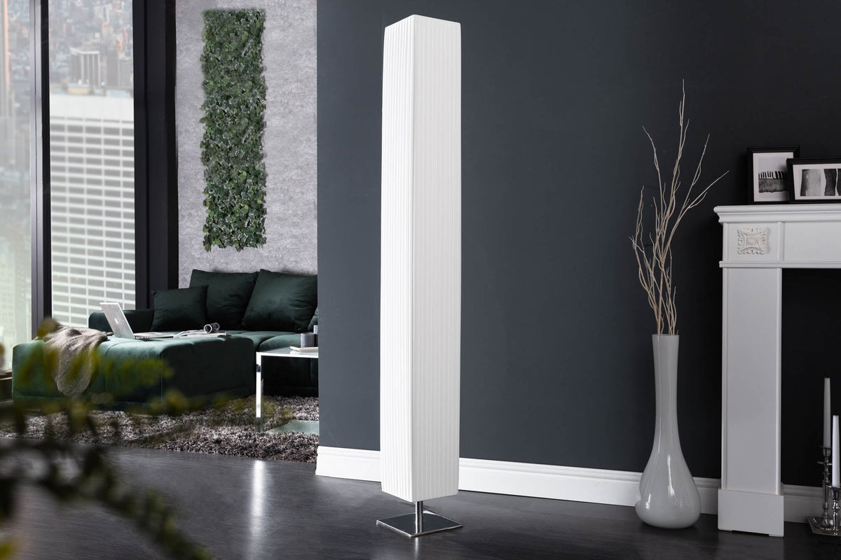 Lampe sur pied design moderne PARIS 160 cm blanc abat-jour plissé