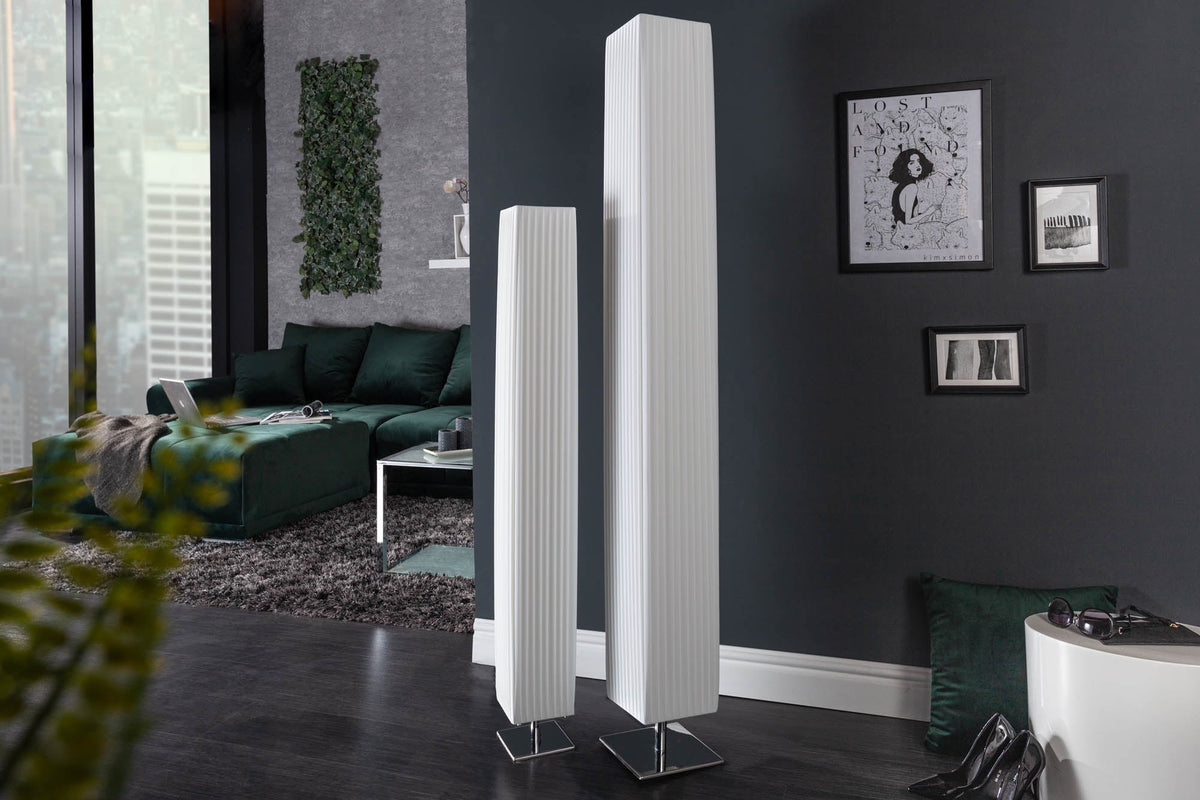 Lampe sur pied design moderne PARIS 160 cm blanc abat-jour plissé