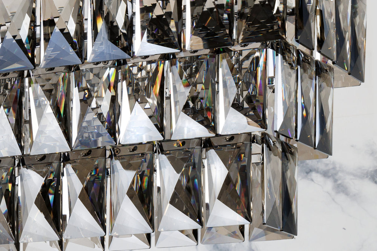 Lampe suspendue de luxe CRYSTAL 90cm lustre design gris noble prismes en verre