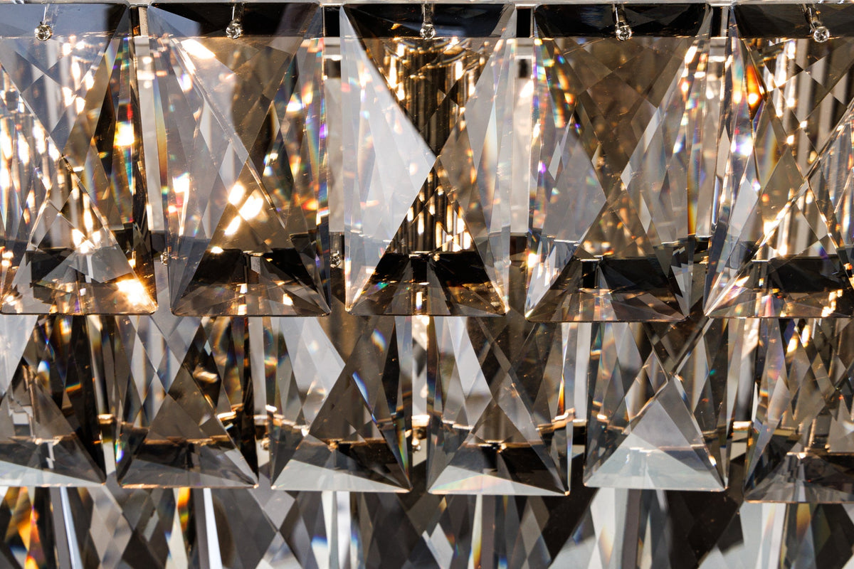Lampe suspendue de luxe CRYSTAL 90cm lustre design gris noble prismes en verre