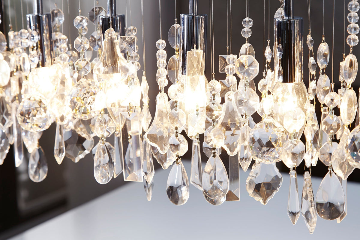 Lampe suspendue extravagante DIAMONDS XL Lampe en cristal 120cm avec 9 lumières
