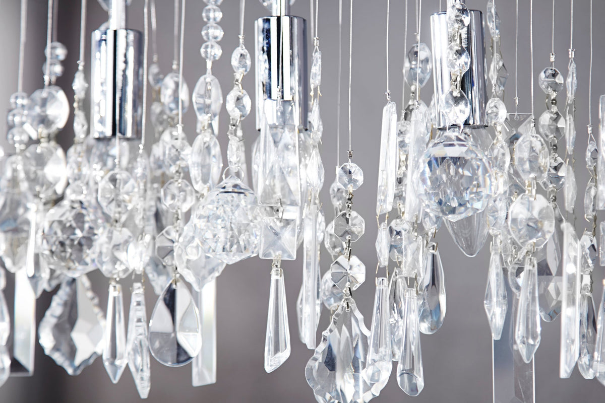 Lampe suspendue extravagante DIAMONDS XL Lampe en cristal 120cm avec 9 lumières