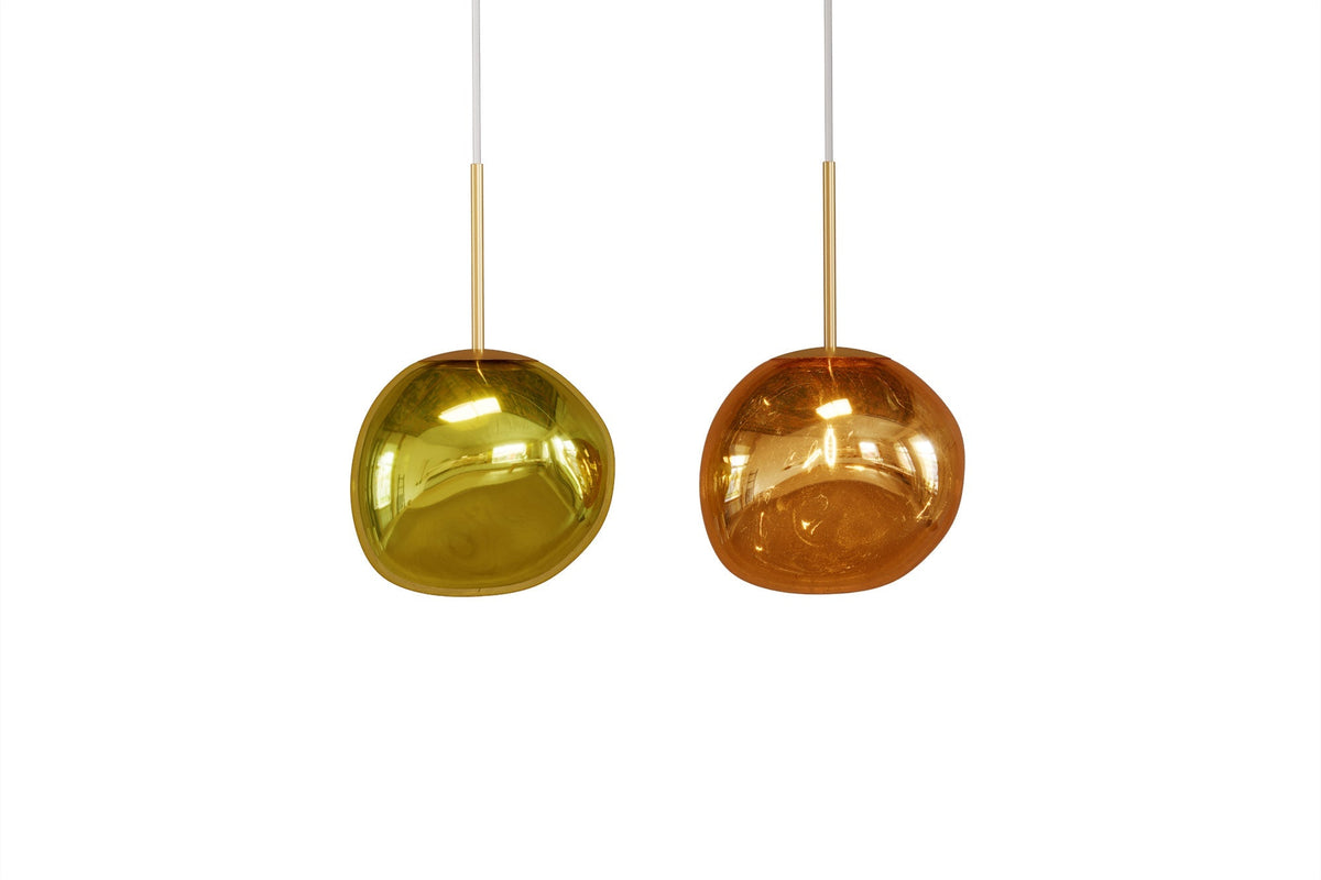 Lampe suspendue ronde LIQUID DIAMOND 20cm boule acier verre doré