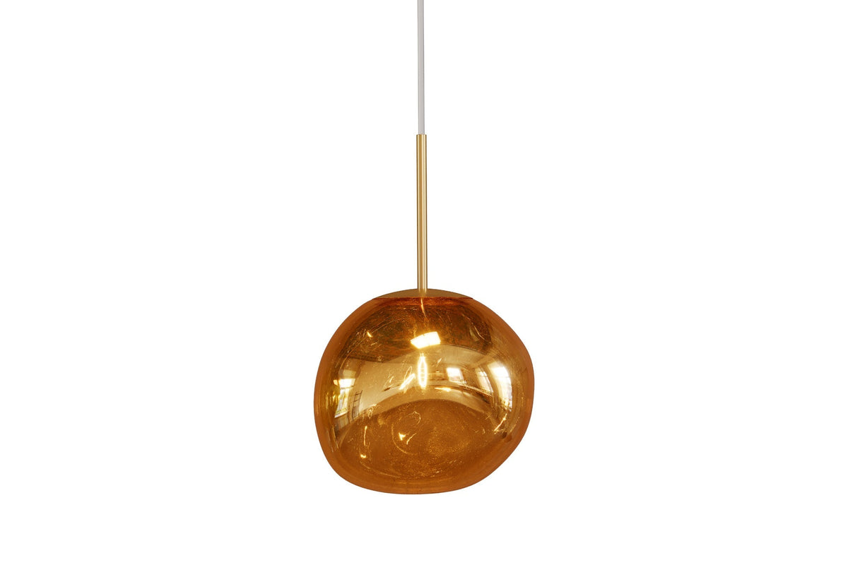 Lampe suspendue ronde LIQUID DIAMOND 20cm boule acier verre doré