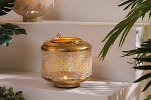 Lanterne décorative ORIENT 20cm métal doré patiné lanterne faite main
