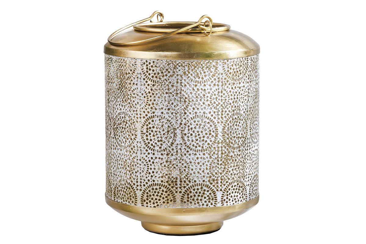 Lanterne décorative ORIENT 25cm lanterne faite main en métal doré patiné