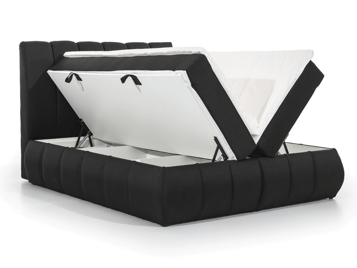 Lit Boxspring Matteo – Lit Complet avec Matelas, Sommier, Coffre de Rangement et Tête de Lit Design