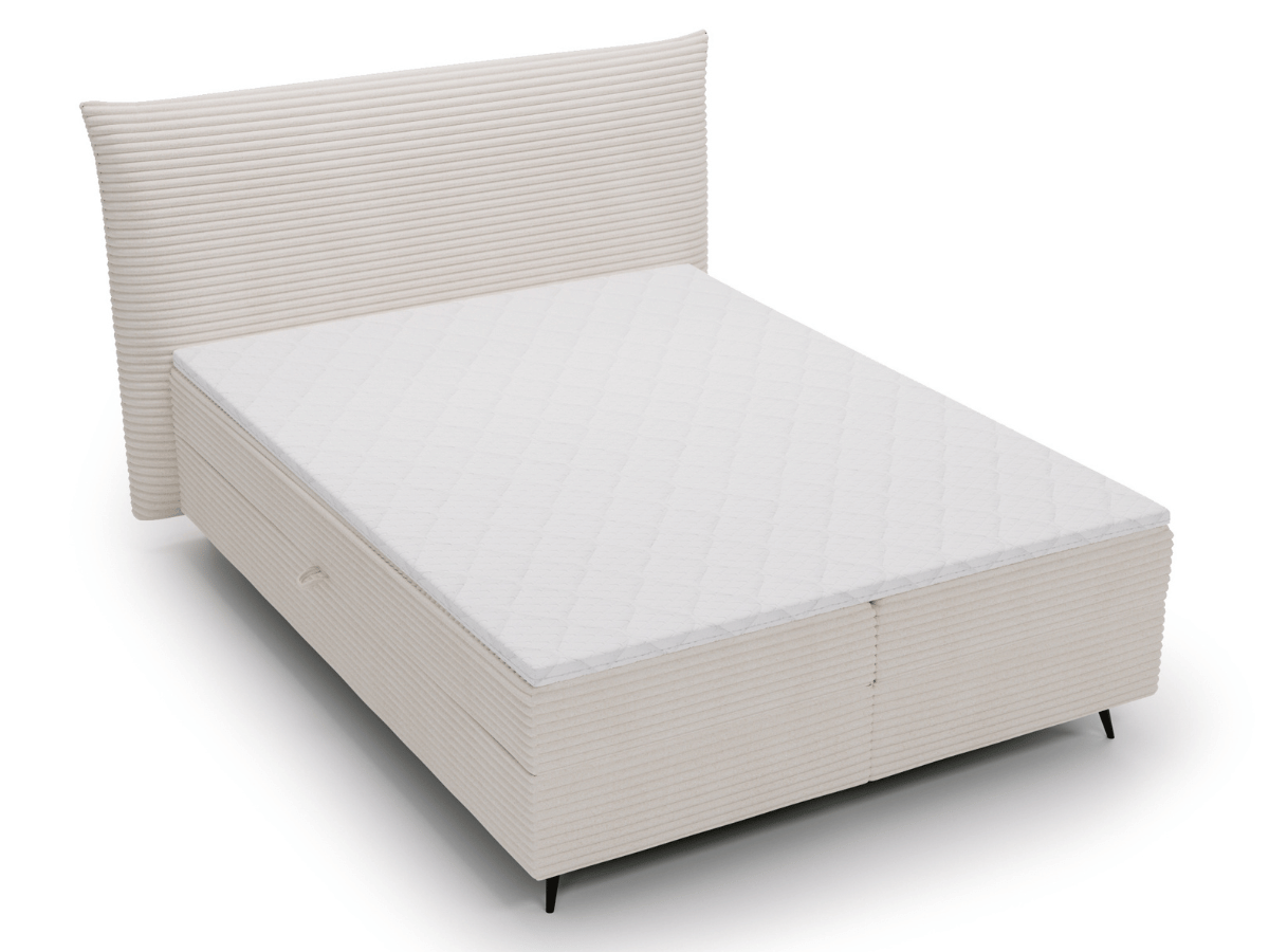 Ensemble complet boxspring tête de lit + sommiers + matelas + surmatelas  - Tissu velours côtelé - LANA