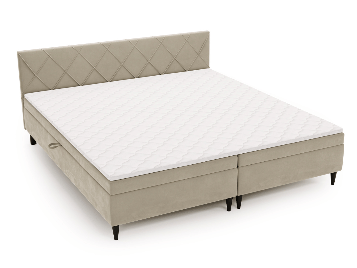 Lit complet lit Boxspring avec sommier matelas et surmatelas - EMILY