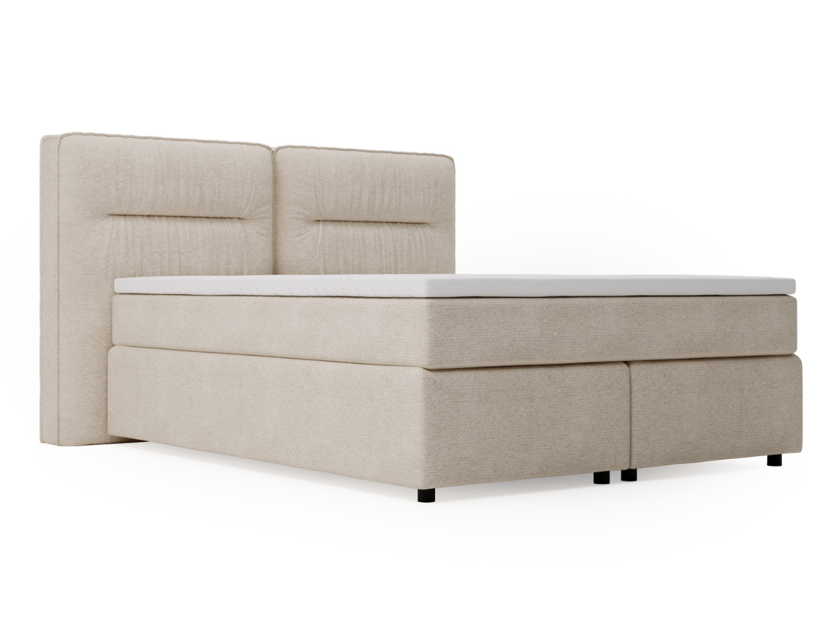 Lit complet lit Boxspring avec sommier matelas et surmatelas - NAVA