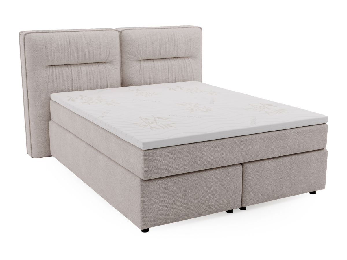 Lit complet lit Boxspring avec sommier matelas et surmatelas - NAVA