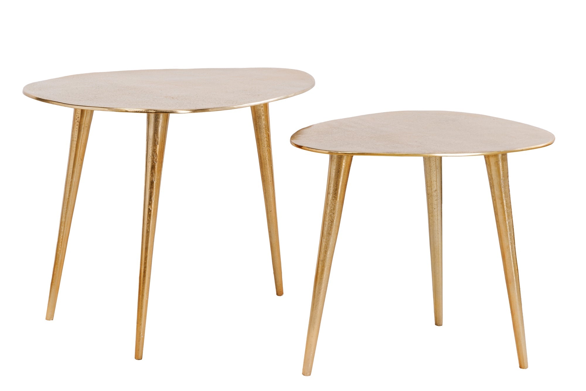 Lot de 2 tables basses ELEMENTS 50cm métal doré fait main
