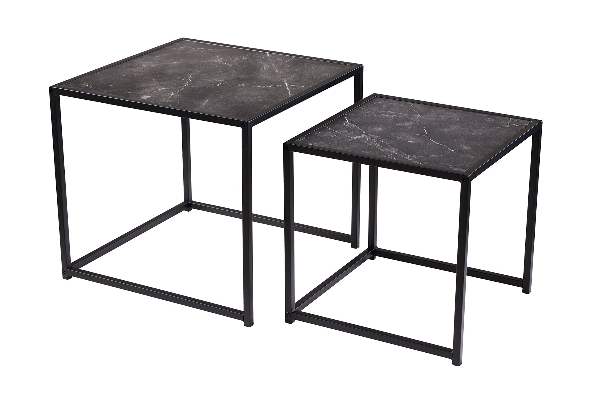 Lote de 2 mesas auxiliares de metal grafito SLIM LINE de 50 cm
