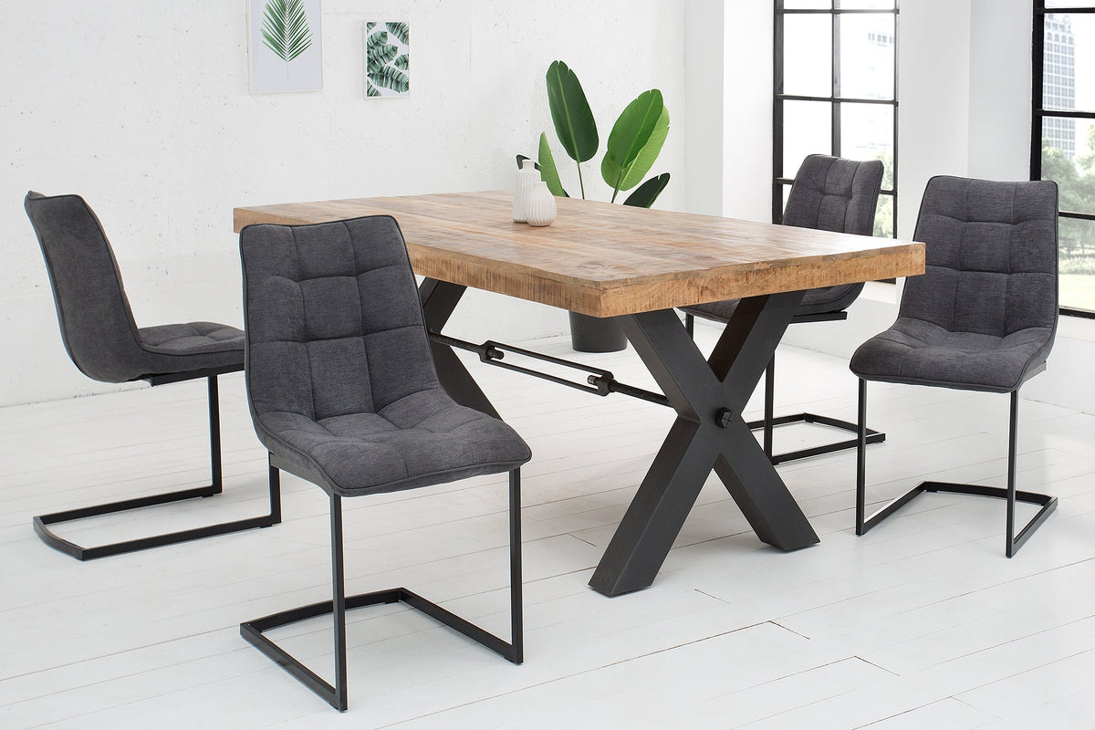 Lot de 2x Chaise cantilever design MIAMI structure métal gris foncé noir mat