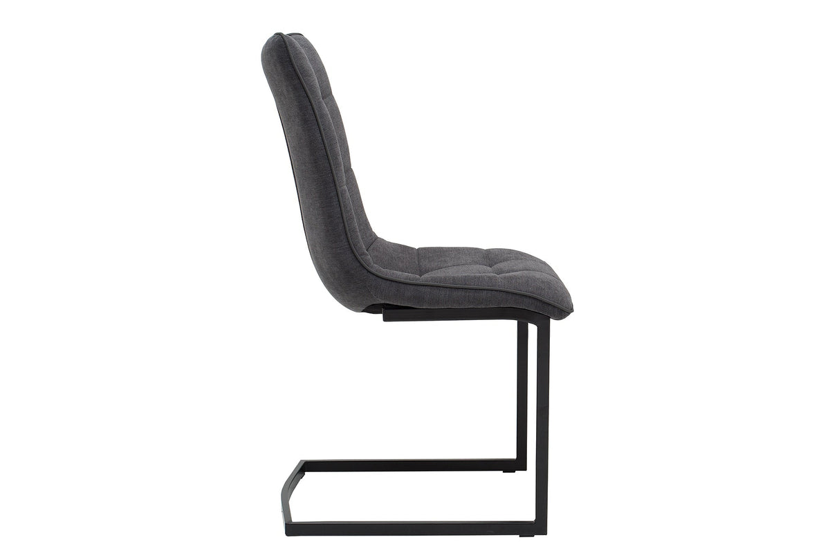 Lot de 2x Chaise cantilever design MIAMI structure métal gris foncé noir mat