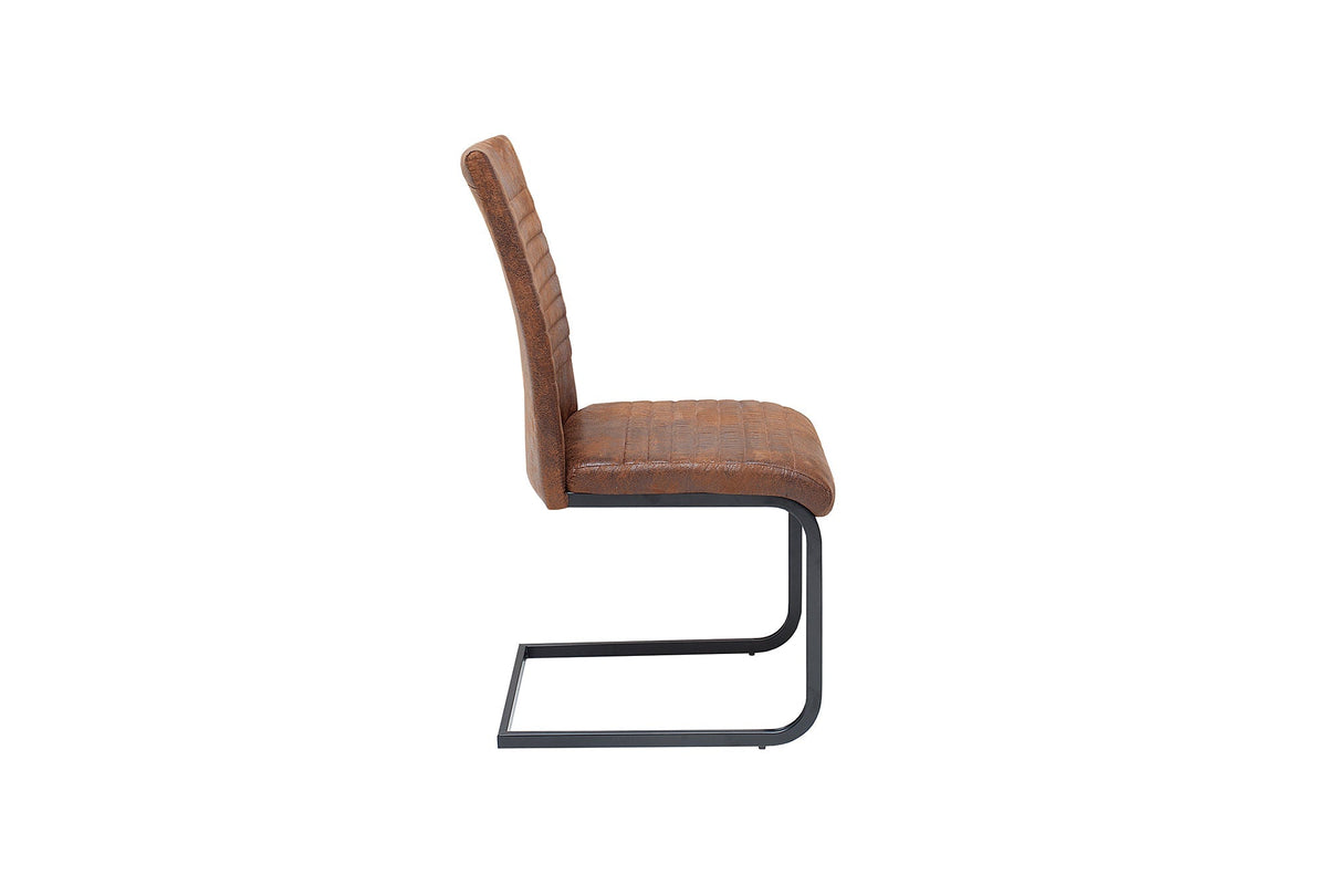 Lot de 2x Chaise cantilever industrielle APARTMENT marron antique avec structure en métal